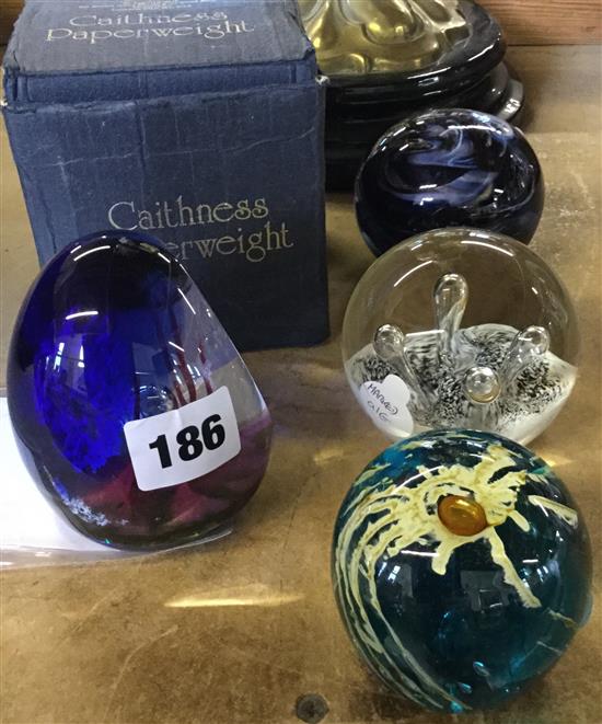 Two Caithness limited edition glass paperweights, Angel Fish and Guardian another marked AIG and 2 others
